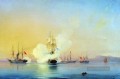 Schlacht der Fregate Flora gegen türkische Dampfschiffe in der Nähe von Pitsunda Alexey Bogolyubov Kriegsschiffe Marinekrieg
